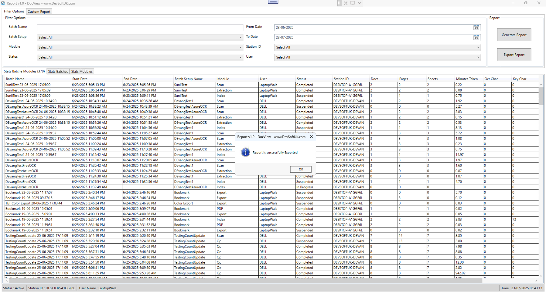 Export Report