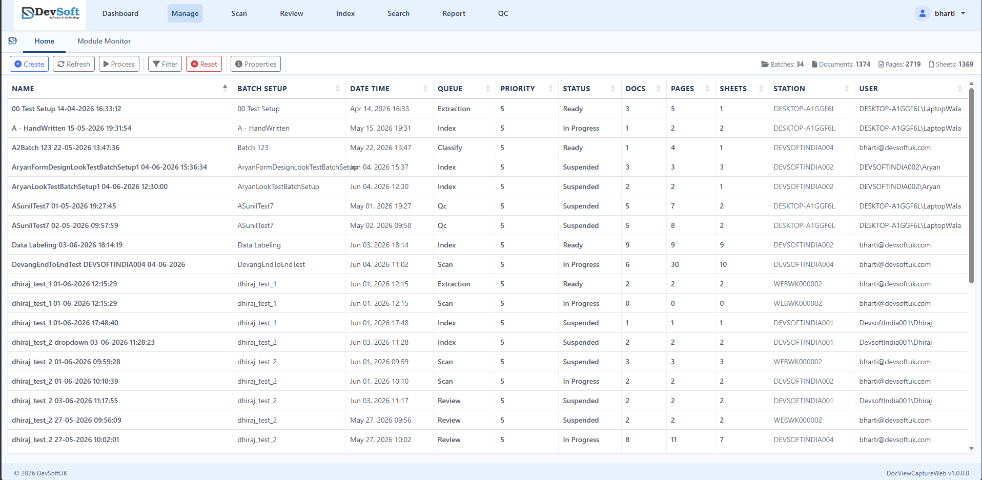 Batch Management Workspace