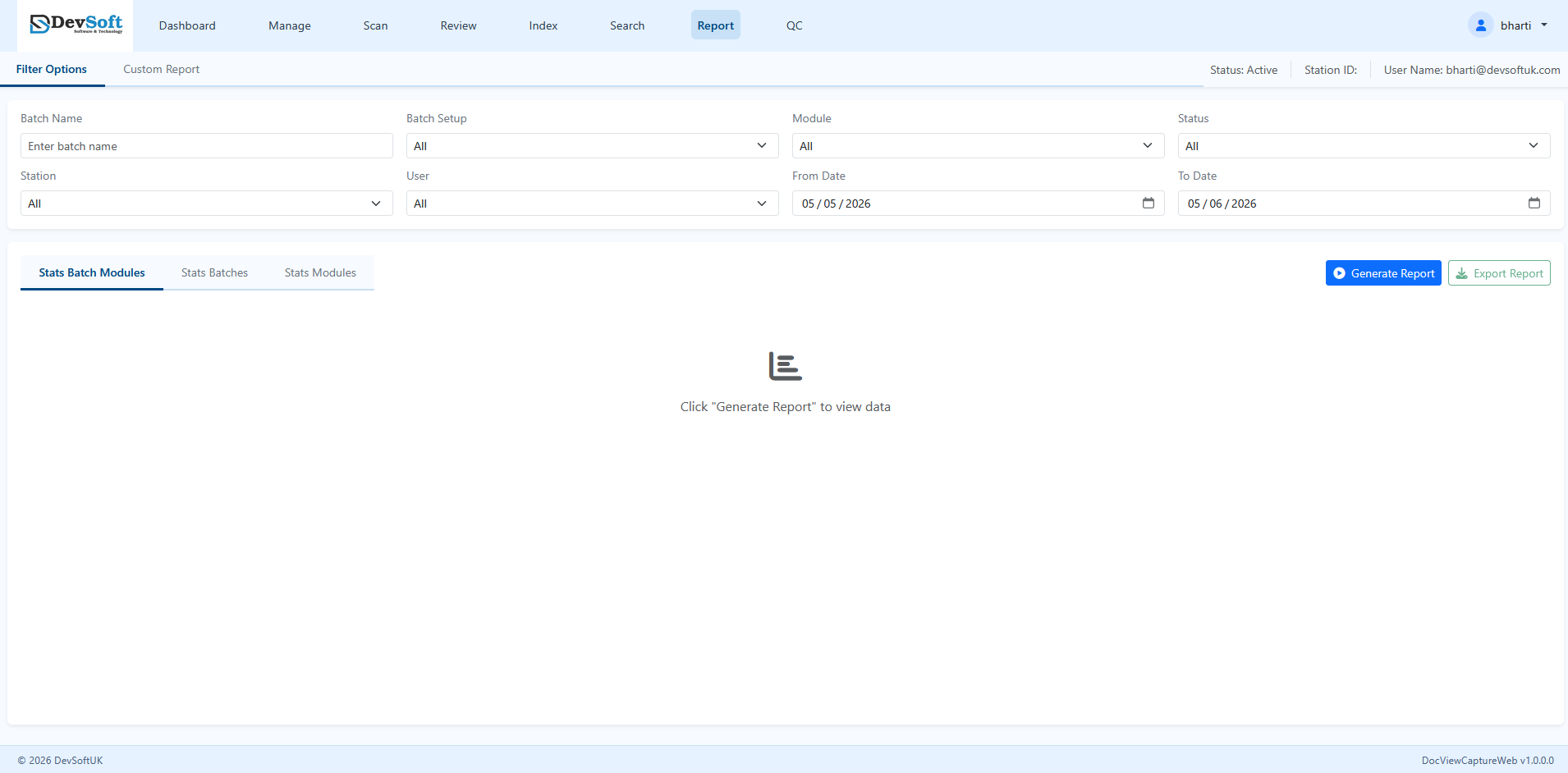 Report Filter Options