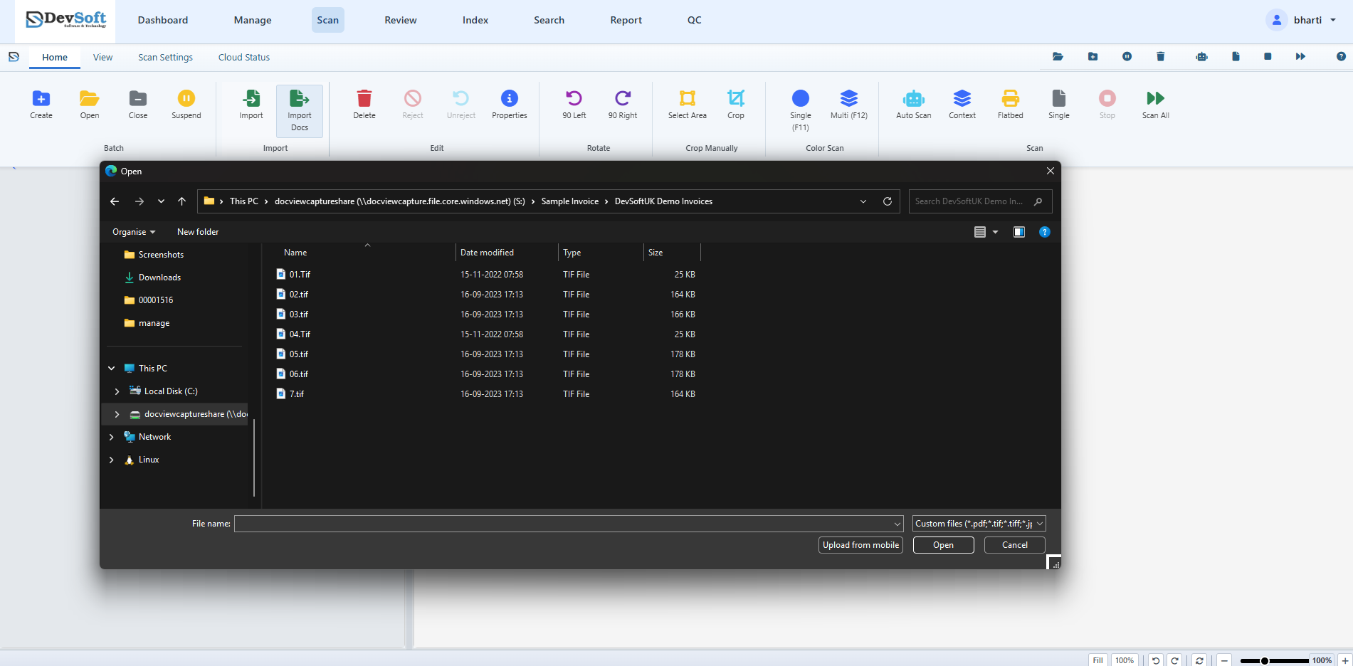 Import Digital Files Dialog