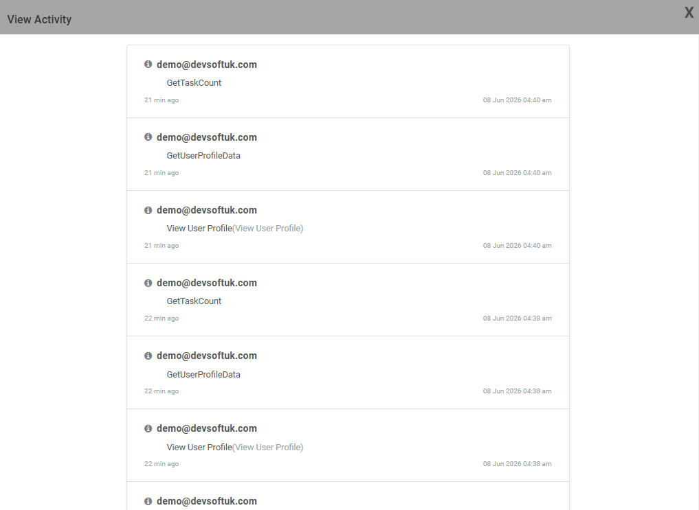 Recent Activity Modal