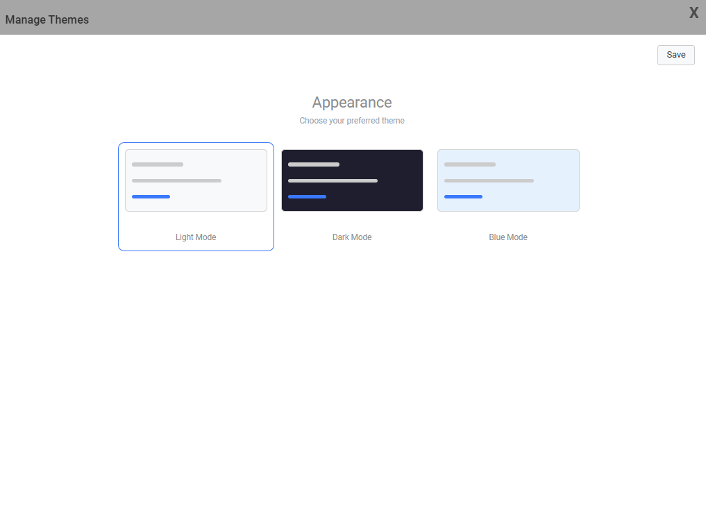 Theme Settings Modal
