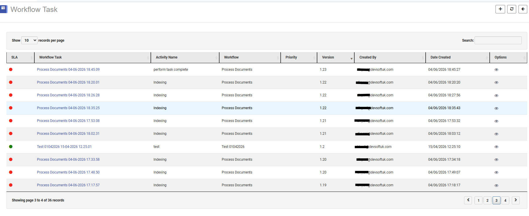 Workflow Tasks List Queue